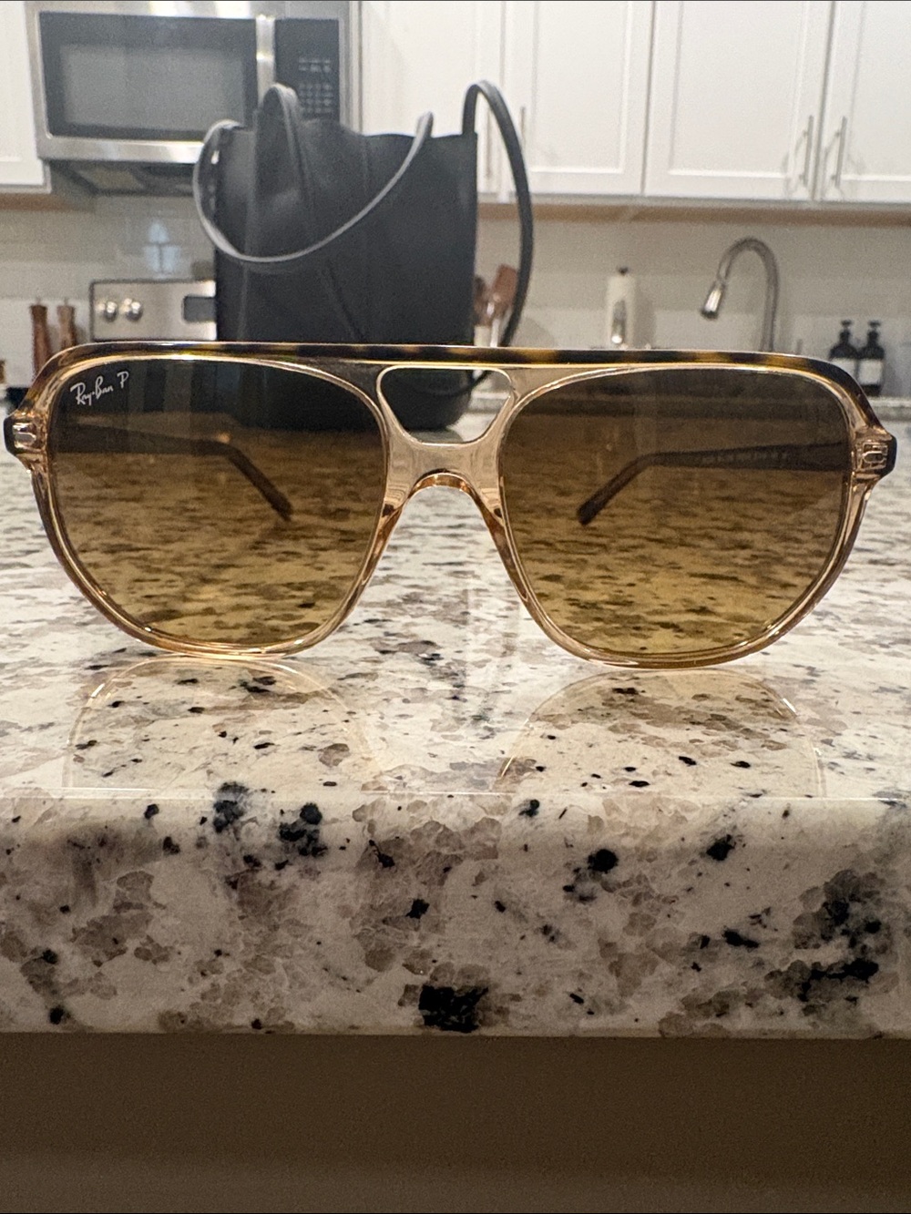 Ray-Ban Bill One Transparent Amber Frame Sunglasses with Brown Gradient Lenses